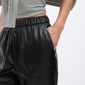 GAP High Rise Vegan Leather Straight Pull-On Pants